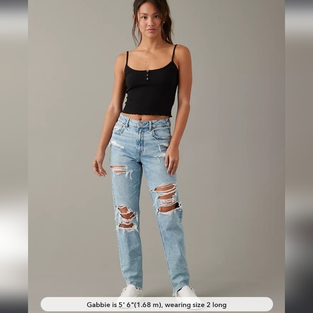 AEO American Eagle High Rise Distressed Skinny Mom Jean Size 00